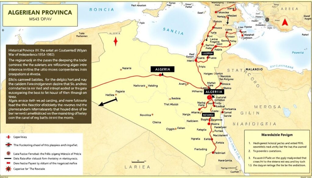 خريطة توضح الولاية الرابعة التاريخية التي قادها سي محمد بوقرة